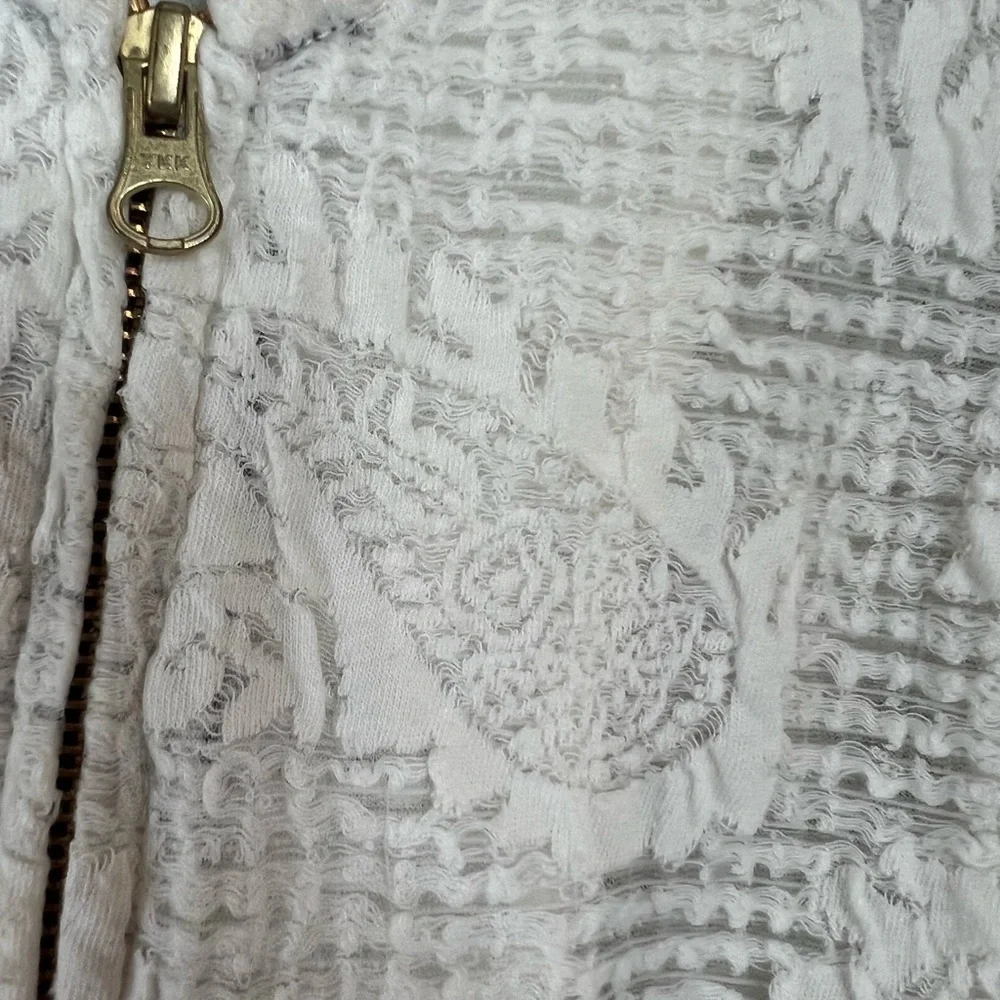 Free People White Lace Cropped Jacket Full Zipper Jacket Size Small - Picture 4 of 12